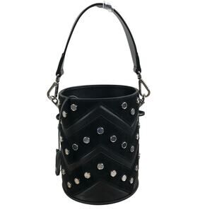 SALAR Italian Leather Studed Bucket Handbag Black Boho Luxury Rare Made In Italy